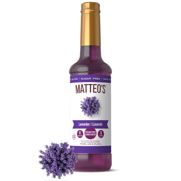 Matteo's Sugar Free Cocktail Syrup, Lavender, 750mL, 0 Calories, 0 Sugar, (Single Bottle)