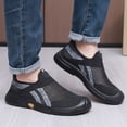 thumbnail image 5 of Domzle Men's Breathable Mesh Sneakers | Slip-On Athletic Shoes | Lightweight Casual Sports Style with Rubber Sole Black Wide 7.5, 5 of 5