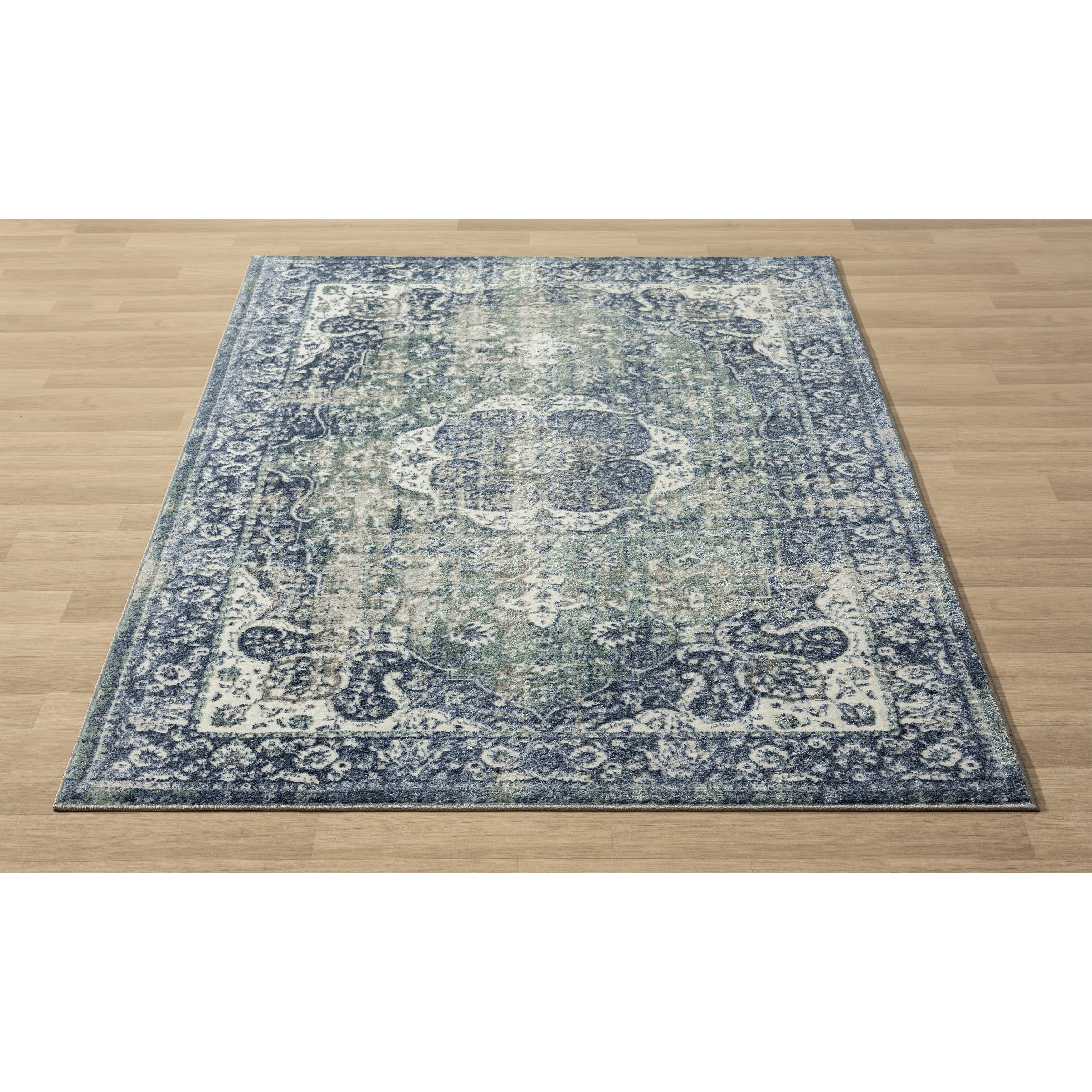 Ox Bay Bethany 5' x 7' Blue Medallion Durable Indoor Area Rug