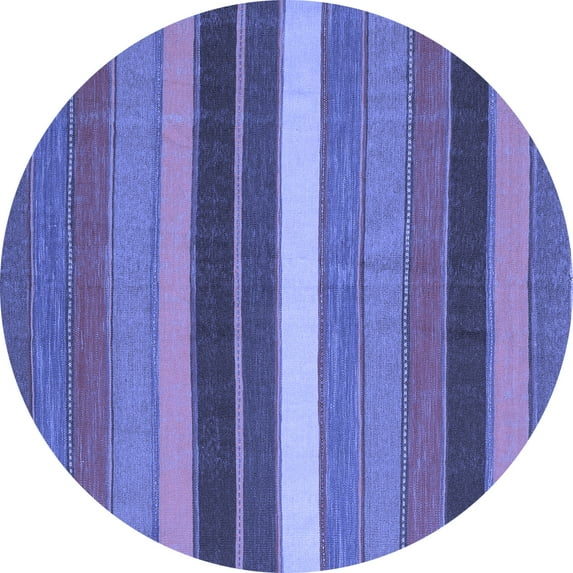 Ahgly Company Machine Washable Indoor Round Abstract Blue Contemporary Area Rugs, 8' Round