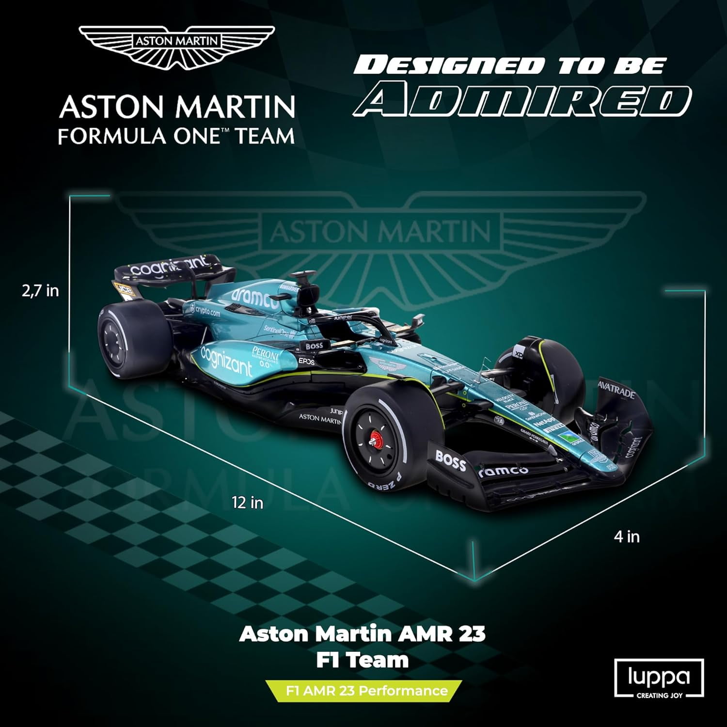 Formula 1 AMR 23 Model kit - 1:18 Scale Racing F1 AMR 23 Aramco Model Inspired by Fernando Alonso & Lance Stroll Building kit, Collectible diecast, 140 Pieces
