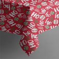 thumbnail image 4 of Red Christmas HO Pattern Rectangle Tablecloth 60"x102",Waterproof Polyester Rectangle Table Cloth, Wipeable Spillproof Polyester Tablecloth for Dining, Camping, Indoor and Outdoor, 4 of 6