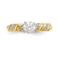 thumbnail image 4 of Solid 14k Yellow Gold Diamond Side-Stones with CZ Cubic Zirconia Peg Set Center Stone Criss-Cross Engagement Ring Size 7, 4 of 8