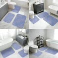 thumbnail image 5 of Paisley and Floral Blue Pattern Bathroom Rug Set 3 Piece,Non-Slip Bath Mat Set with U-Shaped Contour and Runner Soft Absorbent Washable, 5 of 5