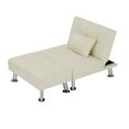 thumbnail image 3 of Modern Fabric Single Sofa Bed with Ottoman, Convertible Folding Futon Chair, Lounge Chair Set with Metal Legs with a Pillow, Beige, 3 of 8