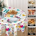 thumbnail image 4 of Happy Birthday Round Tablecloth- Birthday Cake Design with Colorful Flags Balloons Gifts Collection- 60in Circle Table Cloth Cover for Birthday Party Decoration Kitchen Dining Room, 4 of 6