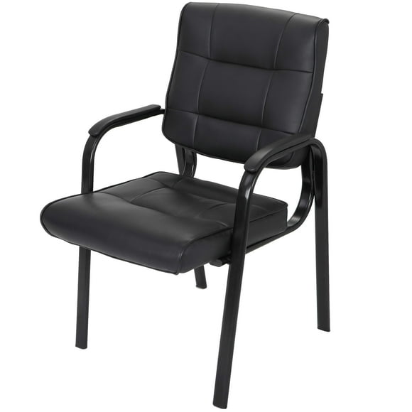 HomGarden PU Leather Executive Office Chair Ergonomic Back Support Visitor Guest Chair with Armrest,Black (Set of 1)