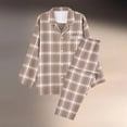 thumbnail image 2 of DHFJKG Mens Flannel Pajamas Set Sleepwear Plaid Pjs Long Sleeve Button Down Lapel Shirts Pants 2 Piece Leisure Loungewear, 2 of 3