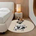 thumbnail image 2 of Farmhouse Wooden Grain Round Area Rug 5Ft Washable Circle Rugs for Living Room Bedroom, Vintage Country Cow Pig Chicken Beige Non-Slip Carpet Floor Mats Indoor Outdoor Carpet Runner Home Decor, 2 of 8