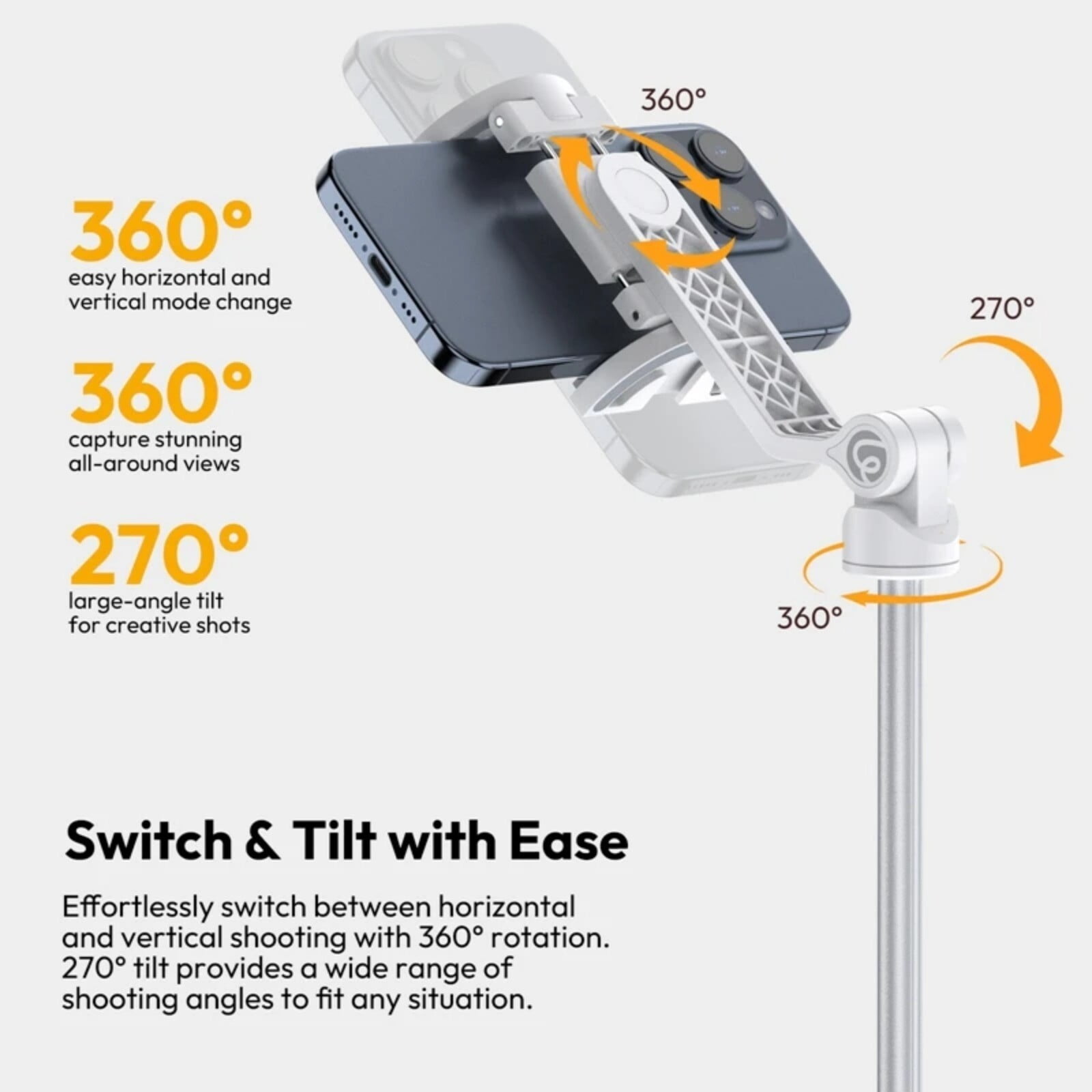 ​Ulanzi TT88 Overhead Selfie Stick Wireless Tripod Magsafe Clip for iPhone 16-13