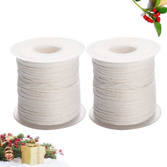 BEADCEST Braided Wick Spool for Candle Making 2Pcs 61 Meter Cotton Oil Lamp Wicks