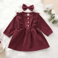 thumbnail image 2 of Fjofpr Toddler Girl Clothes under $5 Toddler Baby Kids Girls Solid Ruffle Botton Dress Princess Dress +Hairband Sets(6M-5Y), 2 of 9