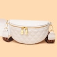 thumbnail image 3 of Bolsa Riñonera informal Rhombus para mujer, bandolera de piel de vaca con correa ancha (beige) Likrtyny Para Estrenar, 3 of 9