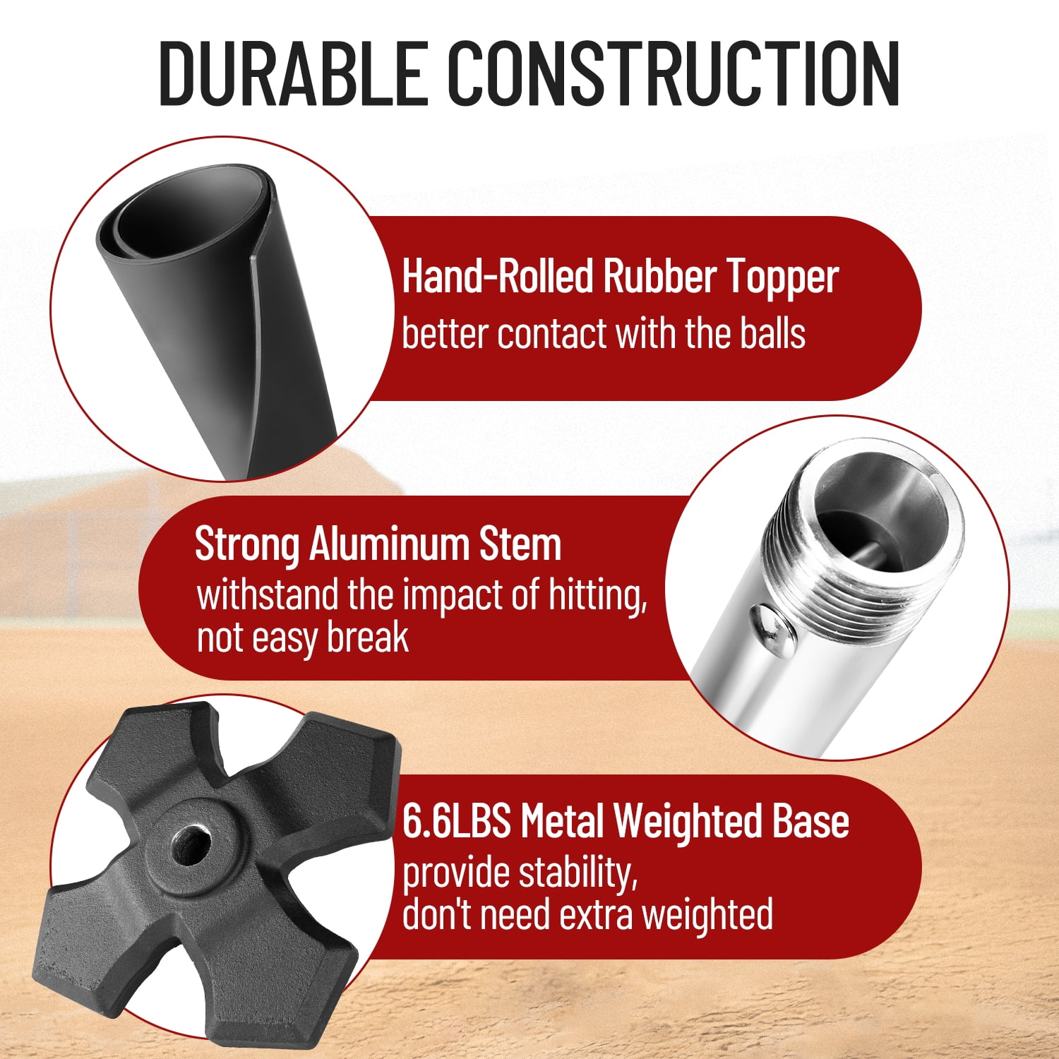 CureCalor Heavy Duty Adjustable Batting Tee for Baseball, Softball & T-Ball Training