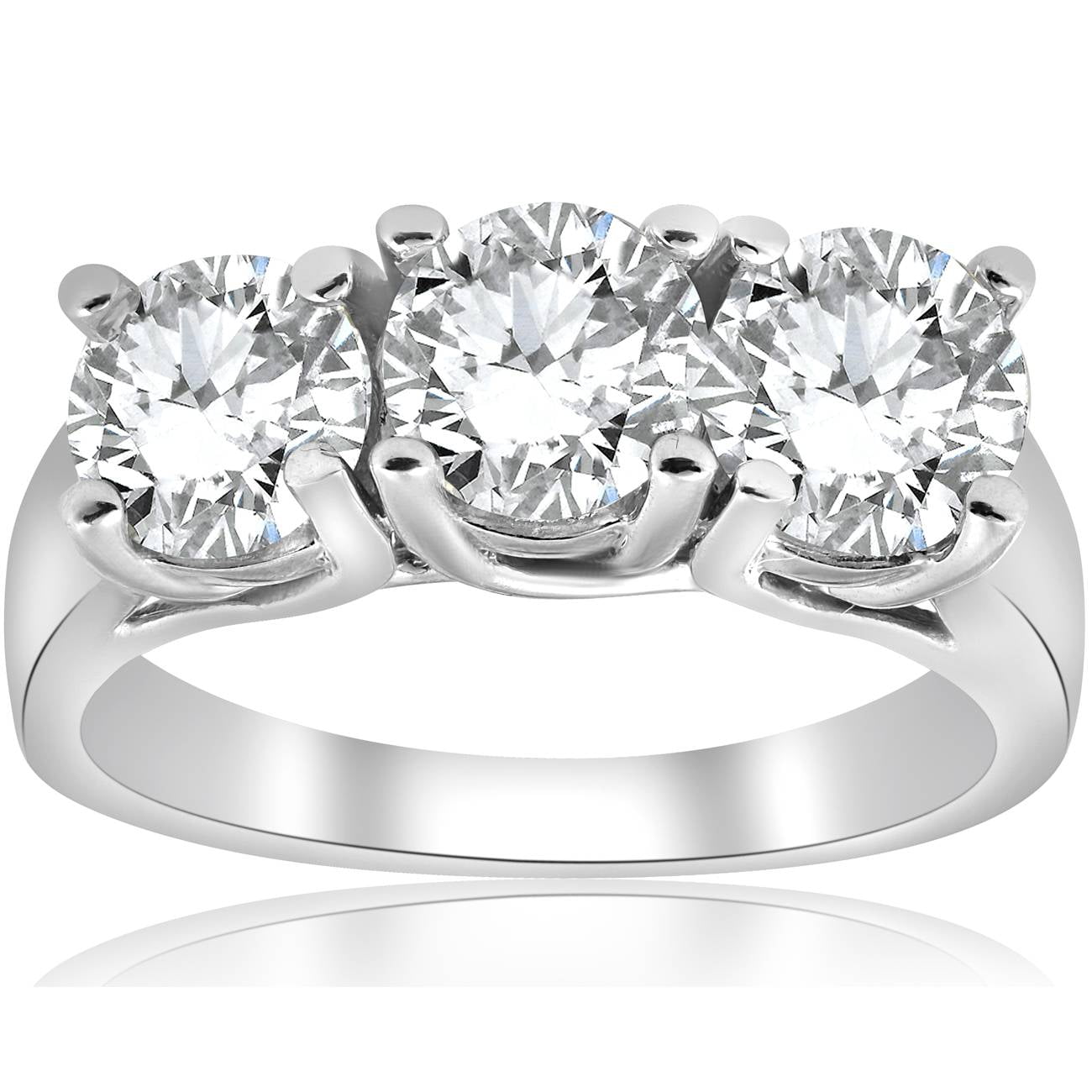 3.00Ct Round Cut Diamond Three Stone Style 14k White Gold Finish Engagement Ring