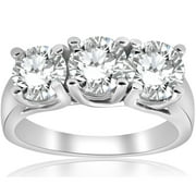 3ct Three Stone Diamond Engagement Ring 14K White Gold