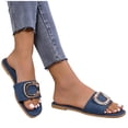 thumbnail image 4 of Fnooota Women's Flat Sandals, Slip On Open Toe Fashion Non-slip Summer Shoes Navy Size 7, 4 of 4