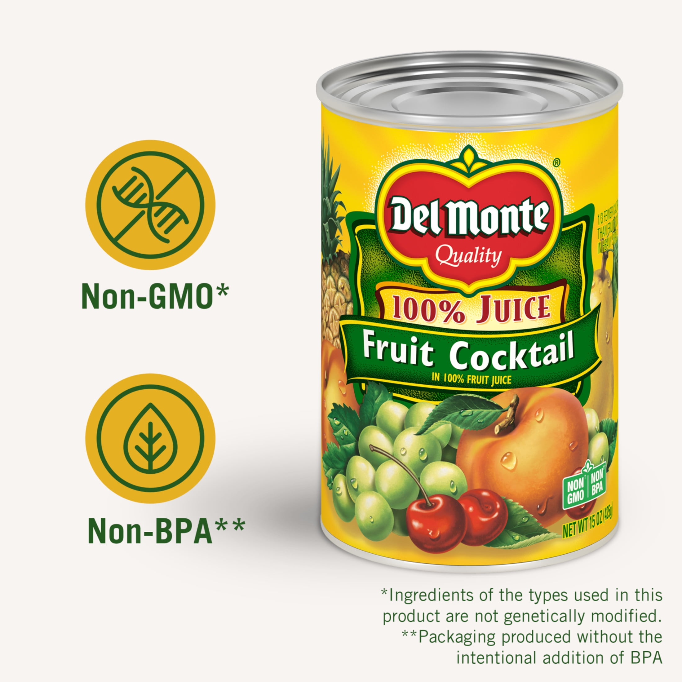 (12 pack) Del Monte Fruit Cocktail in Fruit Juice, Canned Fruit, 15 oz Can