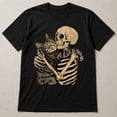thumbnail image 3 of Skeleton Hugging Cat Graphic T-Shirt, Unisex Classic Fit Cotton Tee, 3 of 8