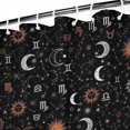 thumbnail image 3 of Black Zodiac Sun Moon Star Pattern Shower Curtain 84"x72" ,Bathroom Decorative Shower Curtains Set with 12 Hooks,Modern Waterproof Washable Shower Curtain, 3 of 6