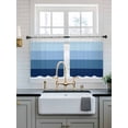 thumbnail image 2 of Blue Ombre Tier Curtains 24 Inch Length,Sheer Curtains for Bedroom Living Room Window Modern Abstract Art Farmhouse Striped Rod Pocket Drapes Kitchen Curtains Small Half Window 27.5"x24" 2 Panels, 2 of 6