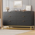 thumbnail image 2 of EastVita 53.5 inch Wide Modern 6 Drawer Dresser Wide Chest with Gold Metal Legs and Handles Wood Storage Organizer for Bedroom Living Room Hallway Black, 2 of 8