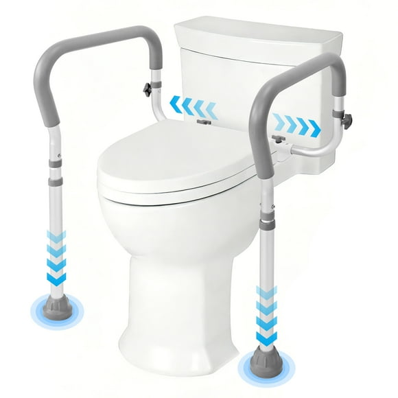 Rampes de Sécurité Rehaussantes pour Siège de Toilette, Cadres en Aluminium de Sécurité pour Toilette avec Hauteur et Largeur Ajustables pour Personnes Âgées, Capacité de 300 Lb