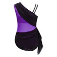thumbnail image 4 of SiiRoh Kids Girls Sparkly Sleeveless Asymmetrical Gymnastics Leotard Ruched Ballet Lyrical Dance Dress Purple 10, 4 of 7