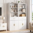 thumbnail image 2 of Walsunny Bookshelf with Doors and Drawer, Storage Bookcase with 3 Open Shelves and Cabinet 71" Tall Floor Standing Bookshelf for Living Room Home Office White, 2 of 9