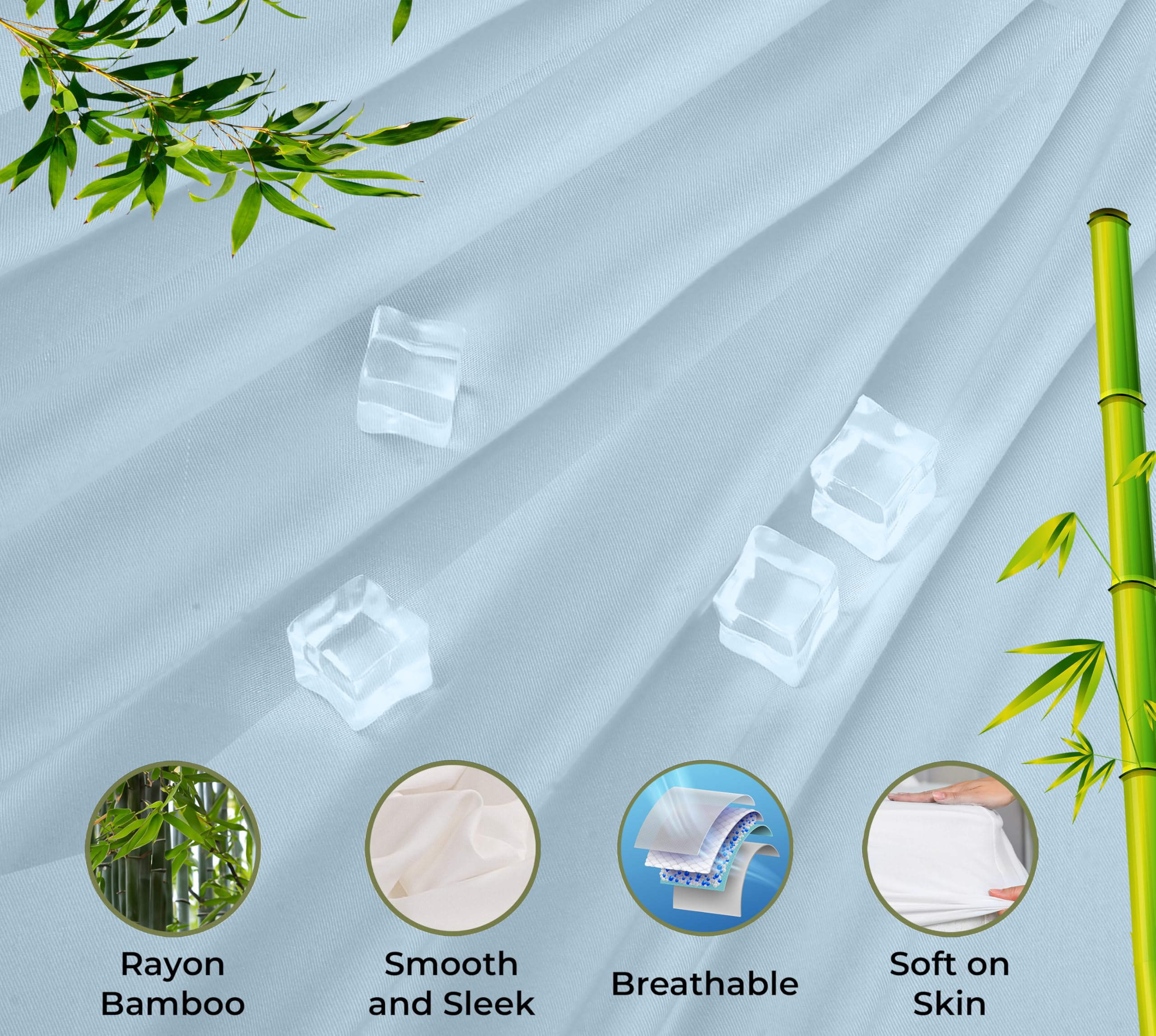 Royale Linens Bamboo Fitted Sheet Twin Only - Cooling Twin Size Fitted Sheets For Bed - Deep Pocket Up to 16" - Organic Viscose Derived from Bamboo - Breathable Bottom Sheet (39x75 Inch, Lake Blue)