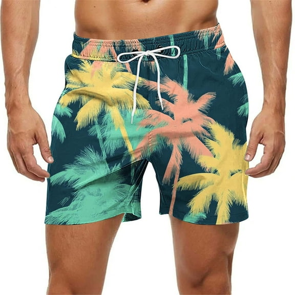 Miqool Big and Tall Mens Swim Trunks Quick Dry Board Shorts Hawaiian Swim Shorts Bathing Suit Beach Swimwear with Pockets