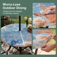 thumbnail image 5 of Round Outdoor Tablecloth with Umbrella Hole and Zipper, Blue Jellyfish Tablecloth with Elastic Waterproof, Retro Coastal Nautical Starfish Coral Leaves Patio Table Covers for 36" - 44" Pool Tables, 5 of 9
