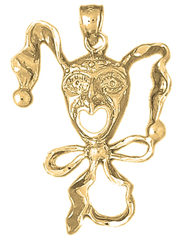 14K Yellow Gold Clown Pendant on an Adjustable 14K Yellow Gold Chain Necklace 