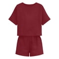 thumbnail image 7 of Jsaierl Linen Sets for Women 2 Piece Ladies Casual Summer Round Neck Short Sleeve Tops And Shorts Two Pieces Set Suit, 7 of 7