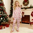 thumbnail image 2 of Christmas Pjs Kids Blue Silk Pajamas Long Sleeve Button Down Shirt Top And Pants Christmas Outfits For Girls Kids Toddler Pajamas Girls 3-4 Years, 2 of 8