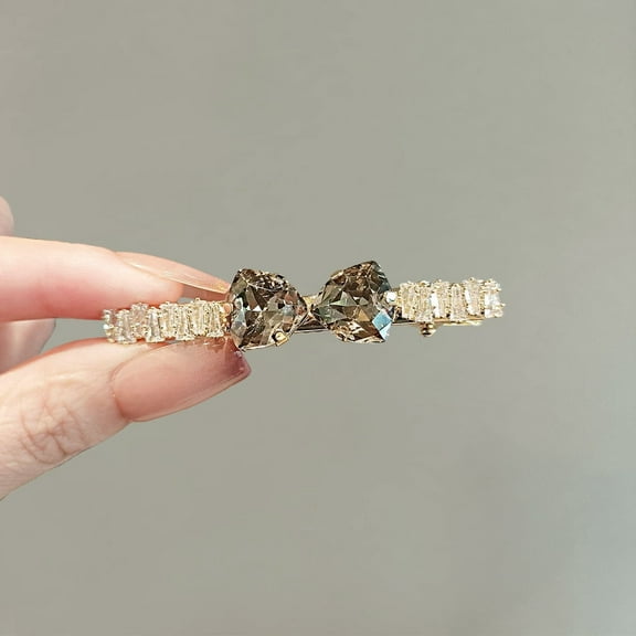 Rhinestone bangs side hair clips metal broken hair clip headdress delicate duckbill clip hair card crystal bow side clip