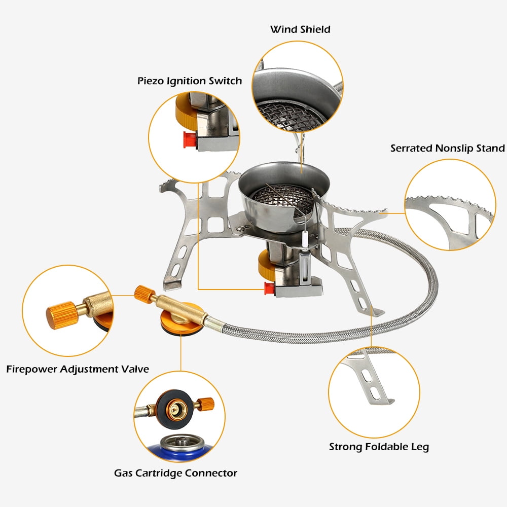 Small Folding Windproof Camping gaskoch Sgodde Camping Stove with Piezo Ignition