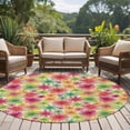 thumbnail image 5 of 5ft Washable Round Rug, Summer Watercolor Flowers Non-Slip Circle Area Rug for Living Room Bedroom, Colorful Floral Linen Background Indoor Floor Mat for Home Decor, 5 of 9