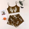 thumbnail image 2 of Bjutir Womens Halloween Pajamas Set Sleeveless Vest Shorts Set Casual Halloween Print Comfortable Sleepwear Set Gold, 2 of 5