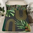 thumbnail image 2 of Homewish Boho Geometric Aesthetic Full Size Sheets,Abstract Stripes Circles Bed Sheets,Green Brown Sheet Sets For Girl,Breathable Home Decor,4-Piece, 2 of 7