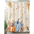 thumbnail image 2 of Fall Shower Curtain Blue Pumpkin Leaves Shower Curtains for Bathroom Thanksgiving Decor, Waterproof Polyester Shower Curtain Set with Hooks, Standard Size 72" x 72" Orange Pumpkin Bird Vintage, 2 of 6