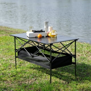 TIMBER RIDGE Folding Camping Table Adjustable Height, 4-6 Person  Lightweight Aluminum Roll-up Table for Camping Outdoor Picnic BBQ Backyard  Party