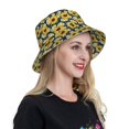 thumbnail image 4 of Yiaed Sunflowers Print Reflective Stripe Bucket Hat Unisex Funny Outdoor Fisherman Cap Beach Sun Hat, 4 of 5