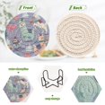 thumbnail image 6 of 6 Pcs Drink Coasters with Holder 3.94in Woven Coasters for Drinks Cute Animals in The Snow Coaster Set for Protection Table, 6 of 7