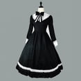 thumbnail image 6 of Ygbgbb Womens Cosplay Ball Dresses Patchwork Layered Pleated Bow Tie Waist Dresses Ruffle Tiered Princess Dresses Midi Dresses Long Sleeve Dresses Bow Tie Sailor Collar Neck Black XXXXL, 6 of 7