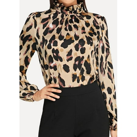 

gvdentm Camisole plus Size Leopard Slim Women s Elegant Simple Shirt Brown Large