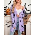 thumbnail image 4 of Halloween Day Cardigan Sweaters for Women V-Neck Open Front Cardigan Bats Printed Mid-Length Cardigans Shermie, 4 of 6