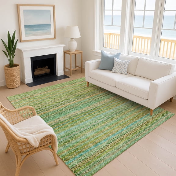 Addison Rugs Mayfield Premium Machine Washable Transitional Stripes Teal Rectangle Rug, 10' x 14'