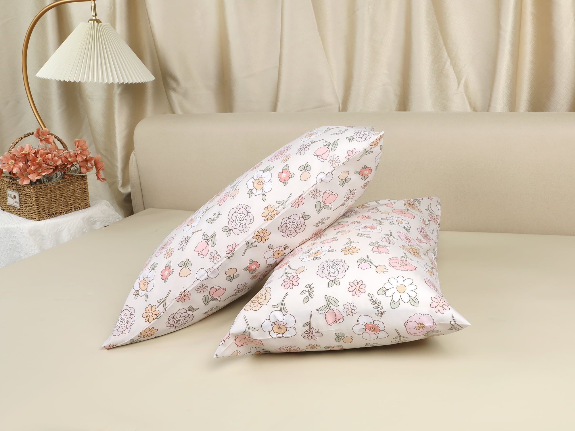 Unique Bargains Pillowcase with Envelope Closure Floral Pillow Cases Queen Light Yellow