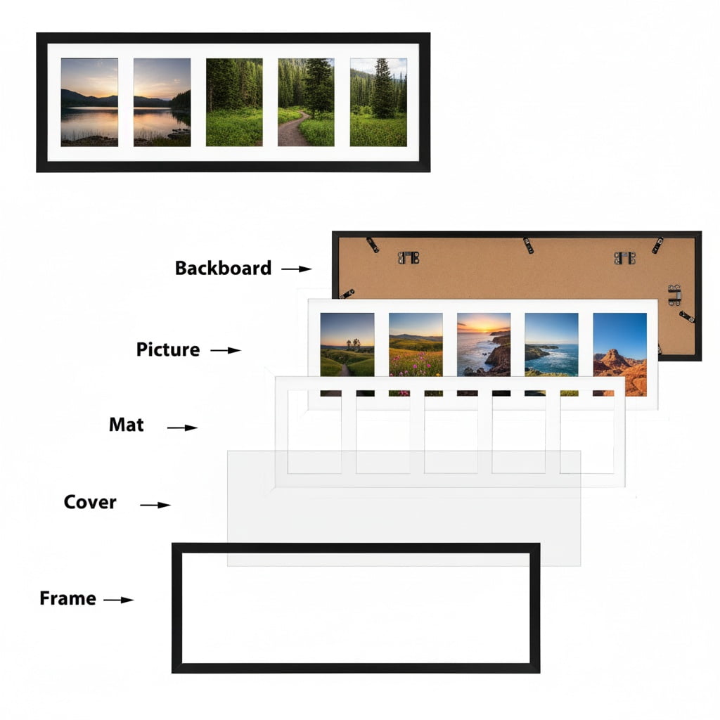 5 Opening 4x6 Collage Picture Frames Set of 2 for Wall Mounted